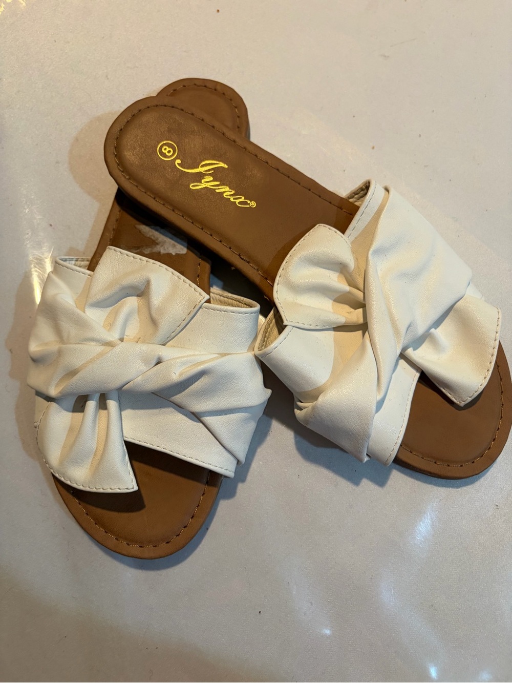 White Knot Slide Sandals for Women